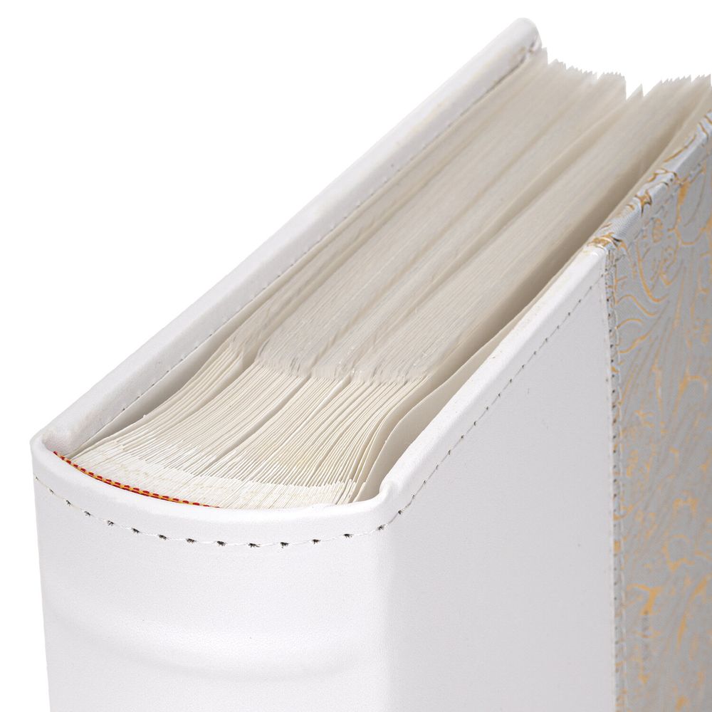 Фотоальбом BRAUBERG на 300 фото 10х15 см, под кожу, бумажные страницы, бокс, белый+золото