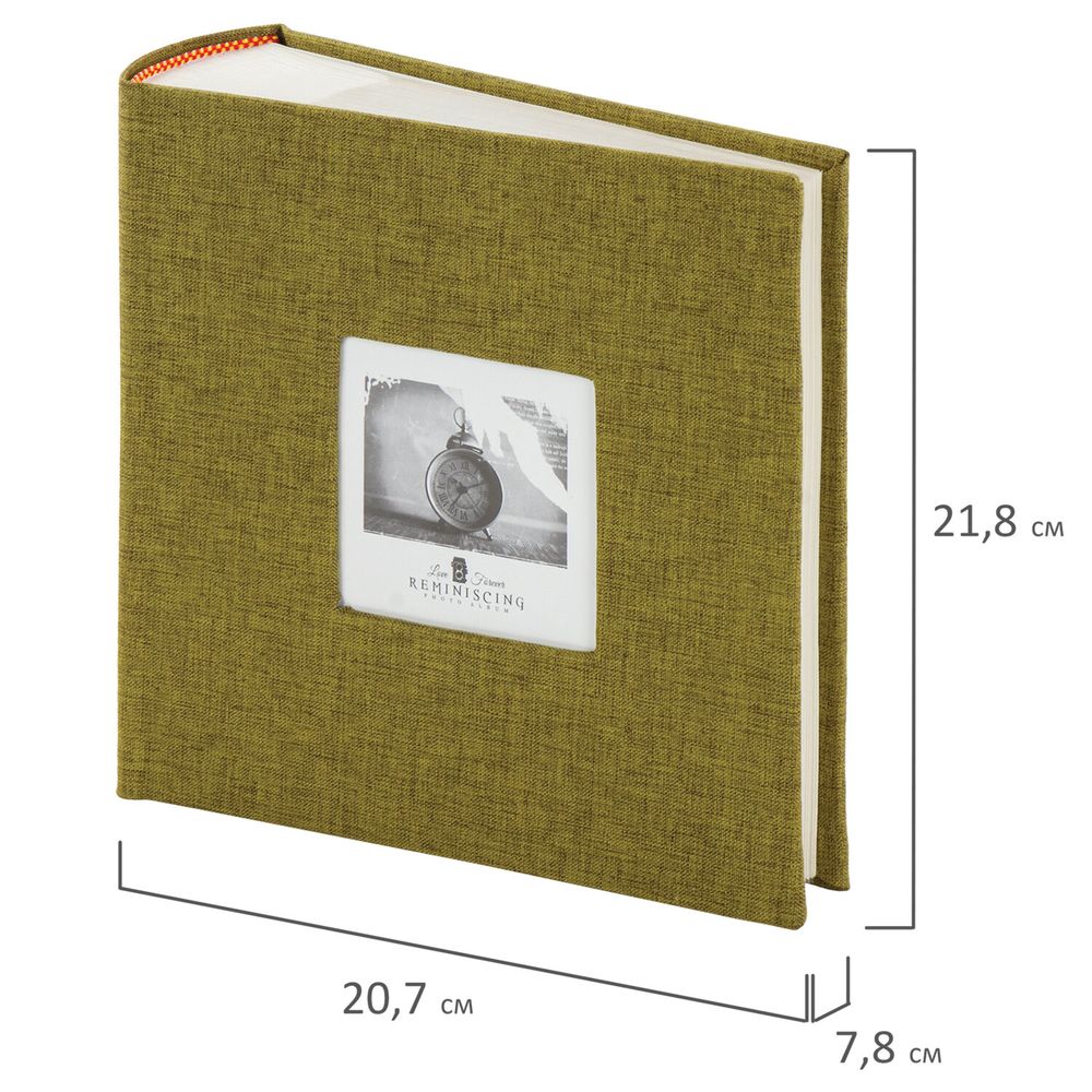Фотоальбом BRAUBERG на 300 фото 10х15 см, ткань, хаки