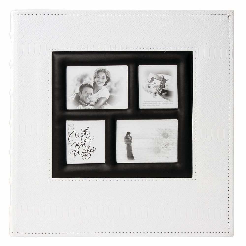 Фотоальбом BRAUBERG на 500 фотографий 10х15 см, обложка под кожу рептилии, рамка для фото, белый