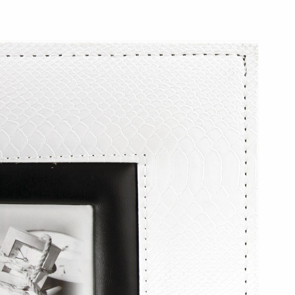 Фотоальбом BRAUBERG на 500 фотографий 10х15 см, обложка под кожу рептилии, рамка для фото, белый