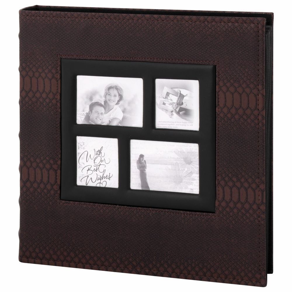 Фотоальбом BRAUBERG на 500 фотографий 10х15 см, обложка под кожу рептилии, рамка для фото, бокс, коричневый