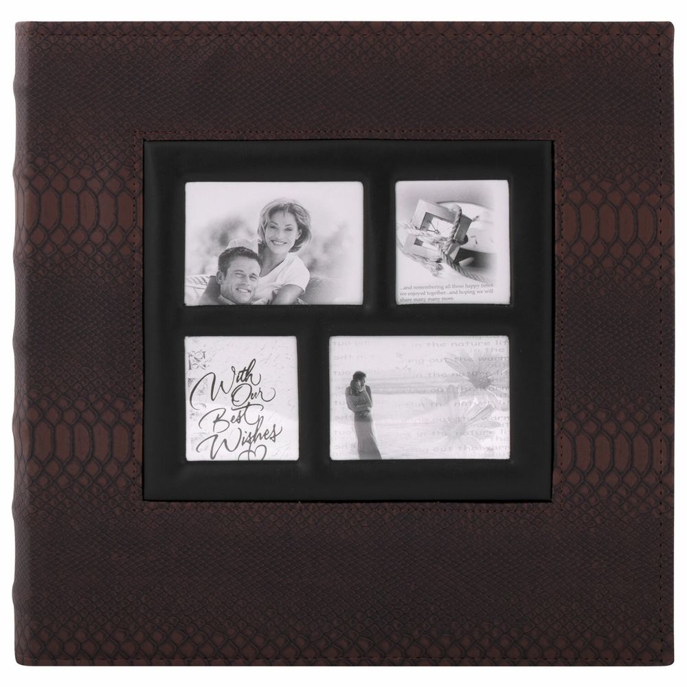 Фотоальбом BRAUBERG на 500 фотографий 10х15 см, обложка под кожу рептилии, рамка для фото, бокс, коричневый