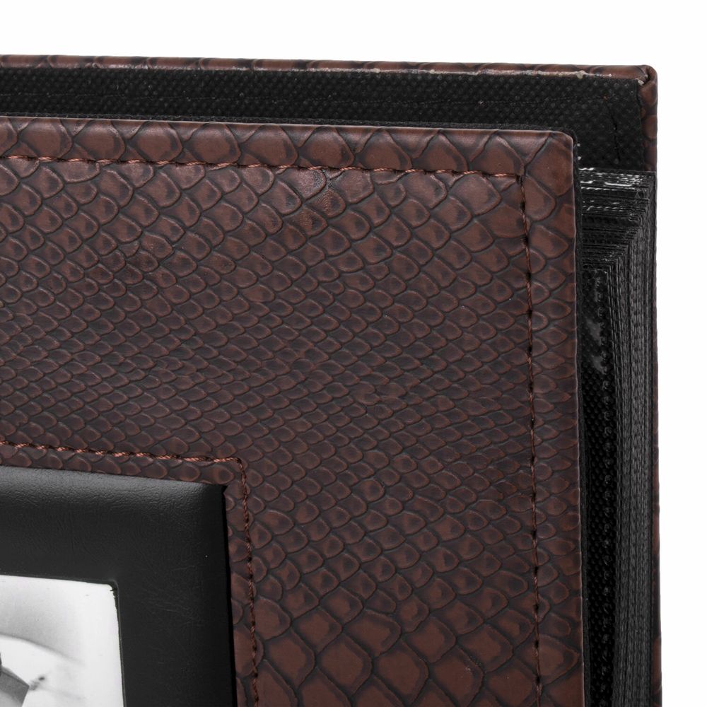 Фотоальбом BRAUBERG на 500 фотографий 10х15 см, обложка под кожу рептилии, рамка для фото, бокс, коричневый