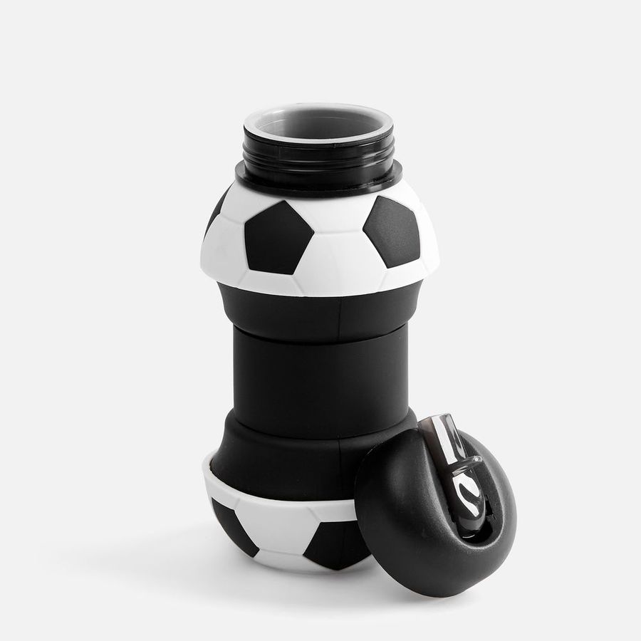 Складная бутылка для воды Football Flex белая с черным