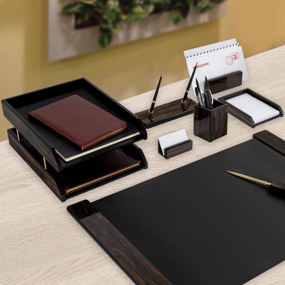 Набор настольный GALANT "Blackwood" из дерева, 8 предметов, цвет "чёрное дерево"