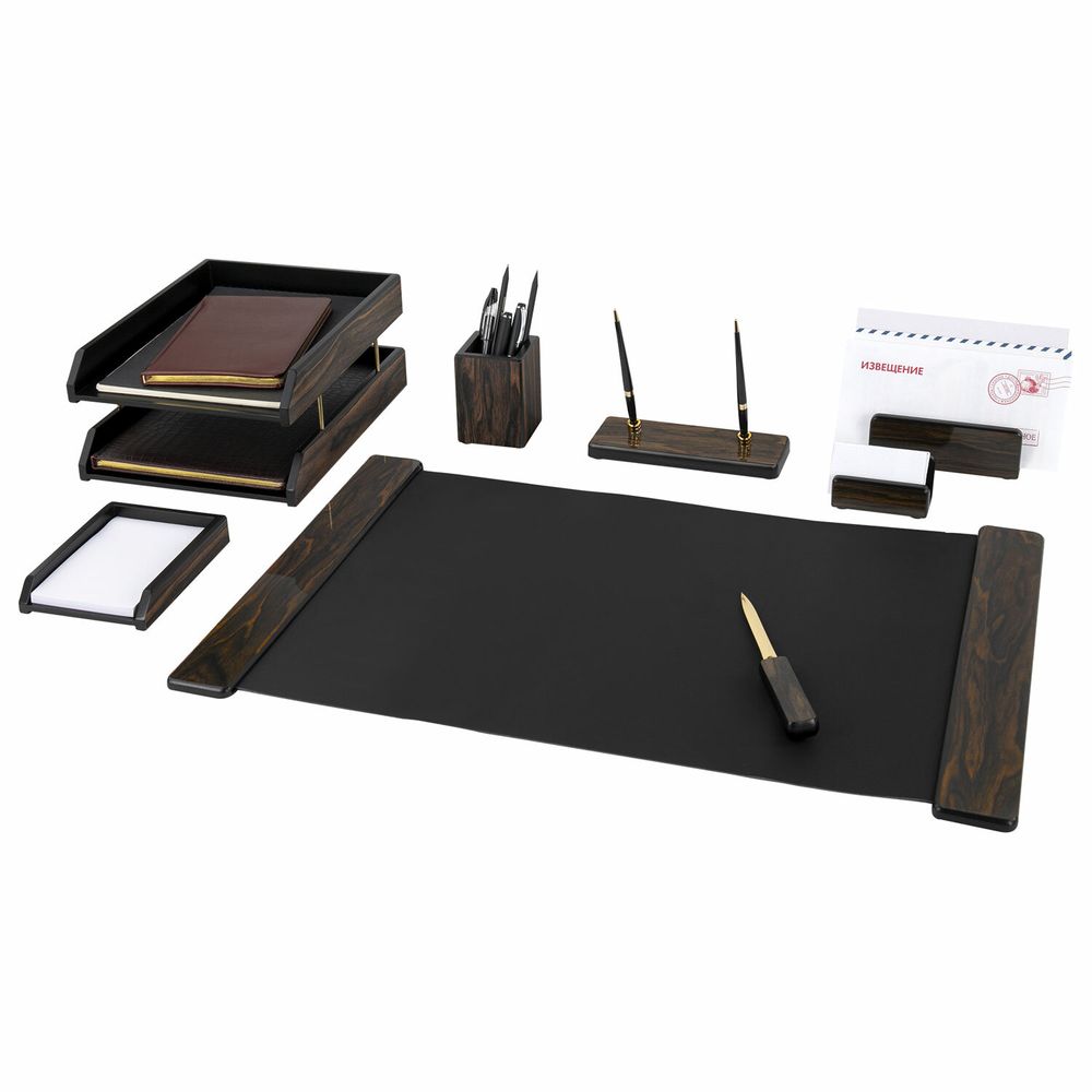 Набор настольный GALANT "Blackwood" из дерева, 8 предметов, цвет "чёрное дерево"