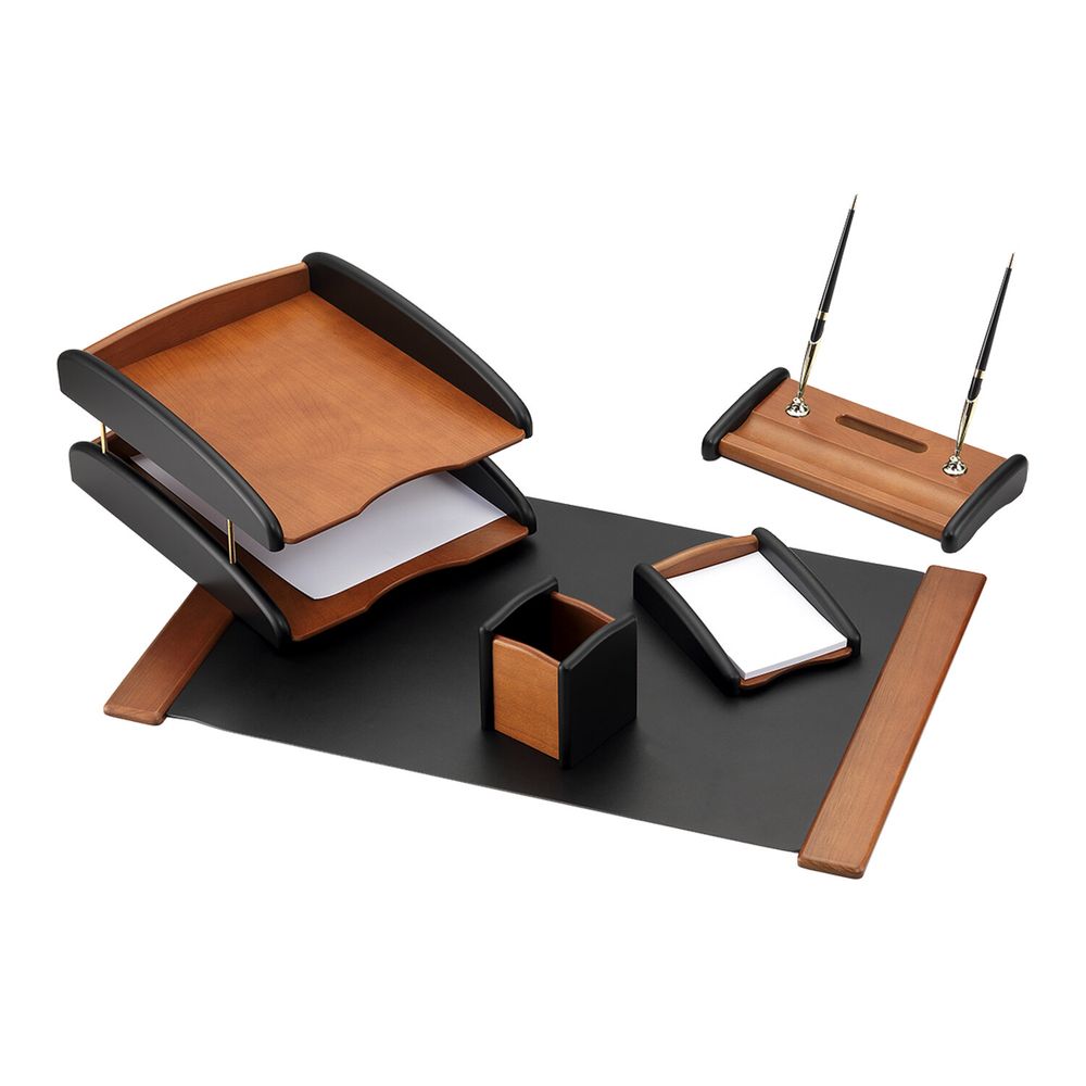 Набор настольный GALANT "Cayman" из дерева, 5 предметов, цвет "светлое дерево/чёрный"