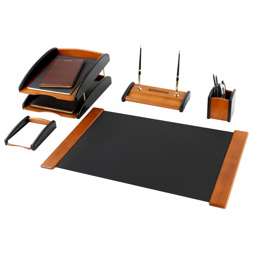 Набор настольный GALANT "Cayman" из дерева, 5 предметов, цвет "светлое дерево/чёрный"