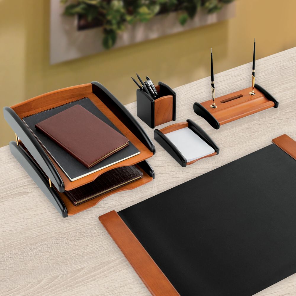 Набор настольный GALANT "Cayman" из дерева, 5 предметов, цвет "светлое дерево/чёрный"