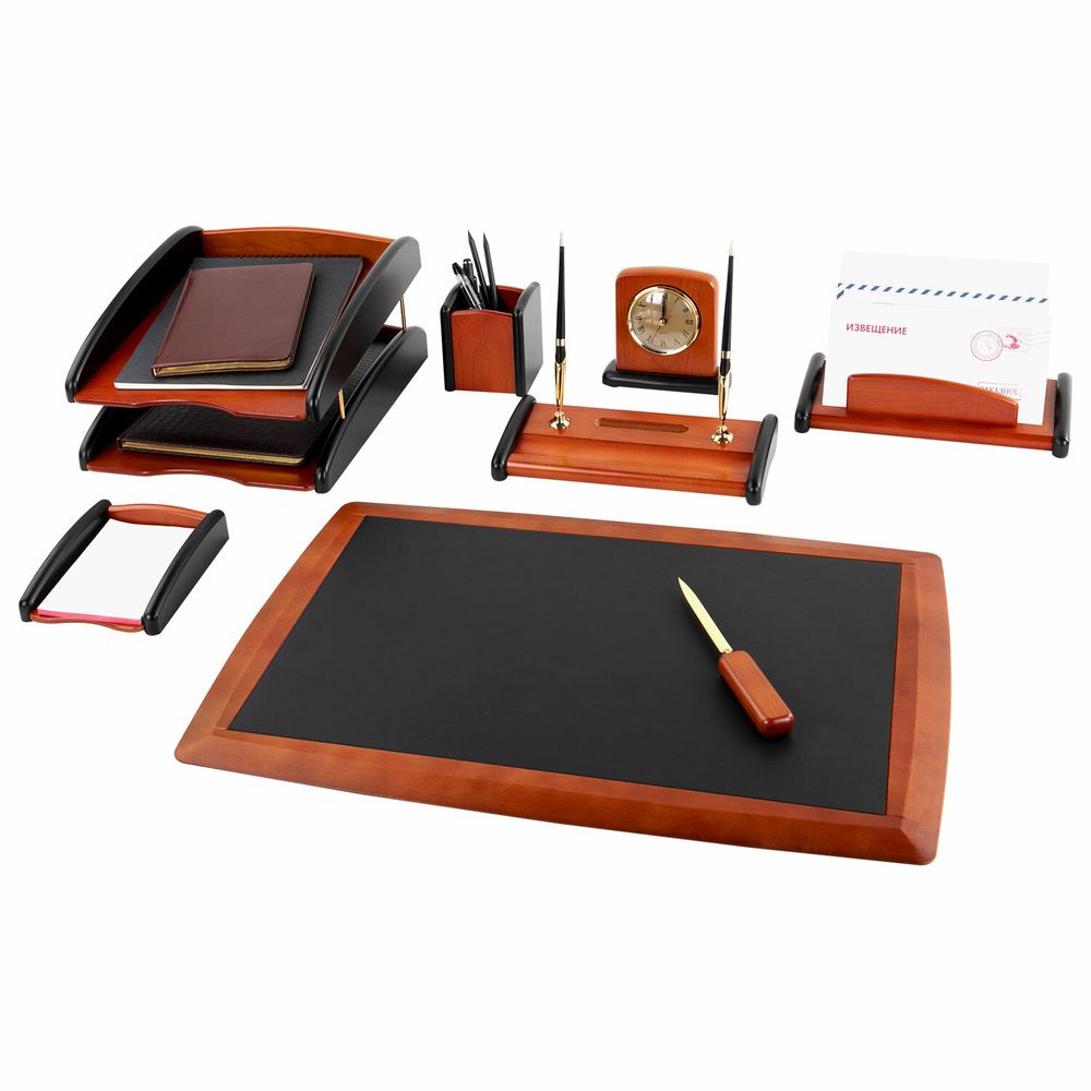 Набор настольный GALANT "Cayman" из дерева, 8 предметов, цвет "палисандр/чёрный"