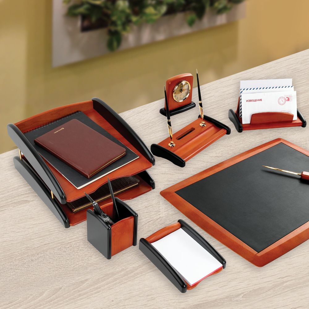 Набор настольный GALANT "Cayman" из дерева, 8 предметов, цвет "палисандр/чёрный"
