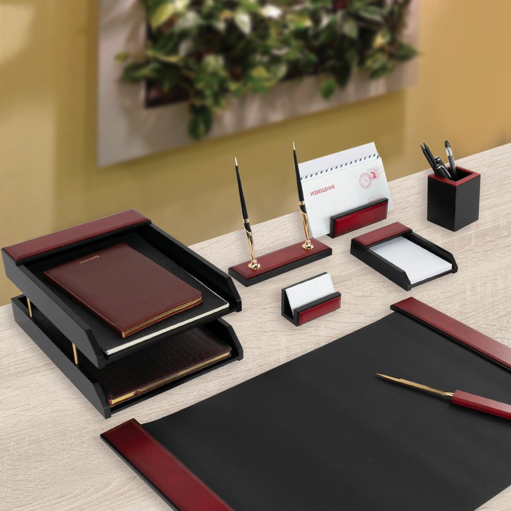 Набор настольный GALANT "Sirius" из дерева, 8 предметов, цвет "красное дерево/чёрный"