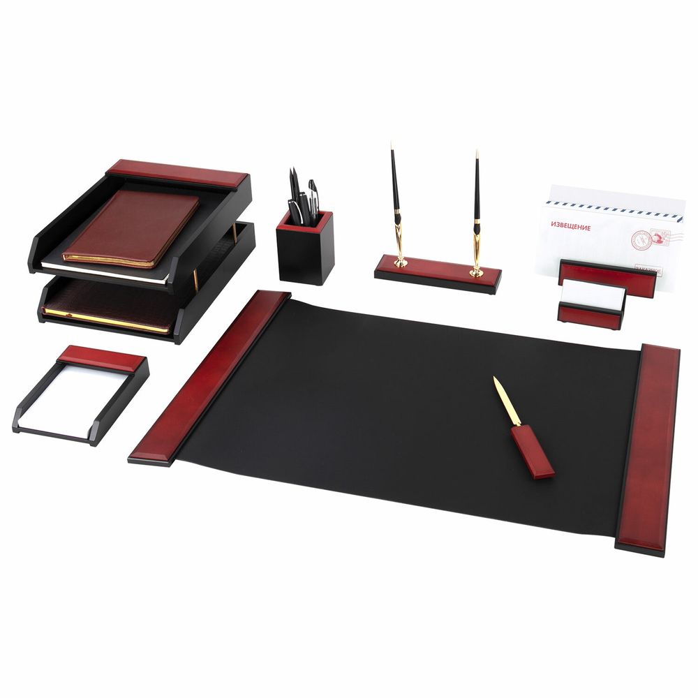Набор настольный GALANT "Sirius" из дерева, 8 предметов, цвет "красное дерево/чёрный"