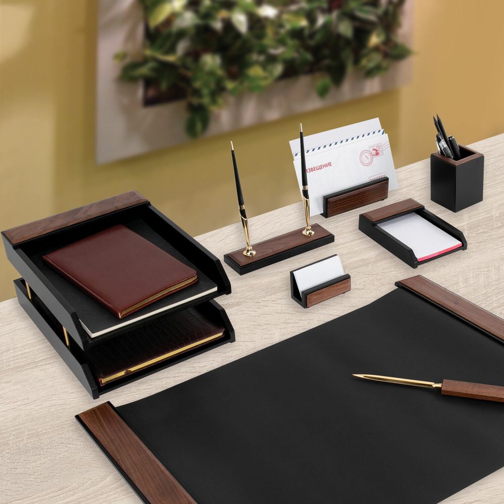 Набор настольный GALANT "Sirius" из дерева, 8 предметов, цвет "орех/чёрный"