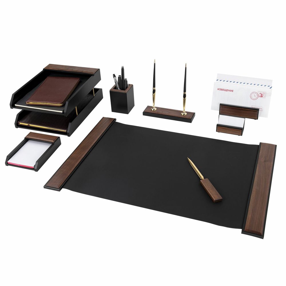 Набор настольный GALANT "Sirius" из дерева, 8 предметов, цвет "орех/чёрный"