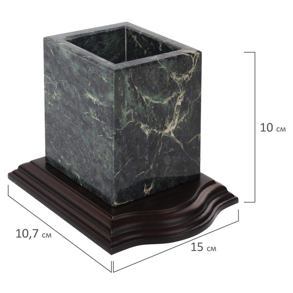 Набор настольный GALANT из мрамора, 7 предметов, зеленый мрамор/отделка красное дерево