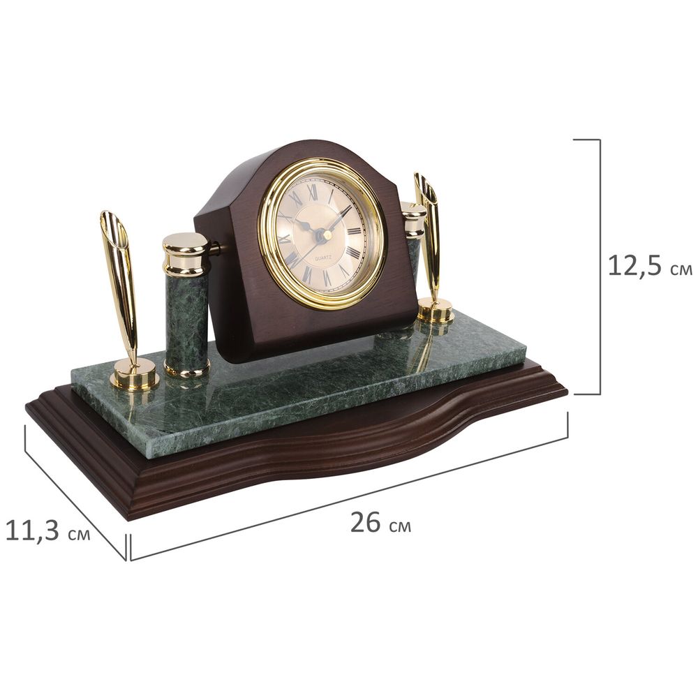 Набор настольный GALANT из мрамора, 7 предметов, зеленый мрамор/отделка красное дерево
