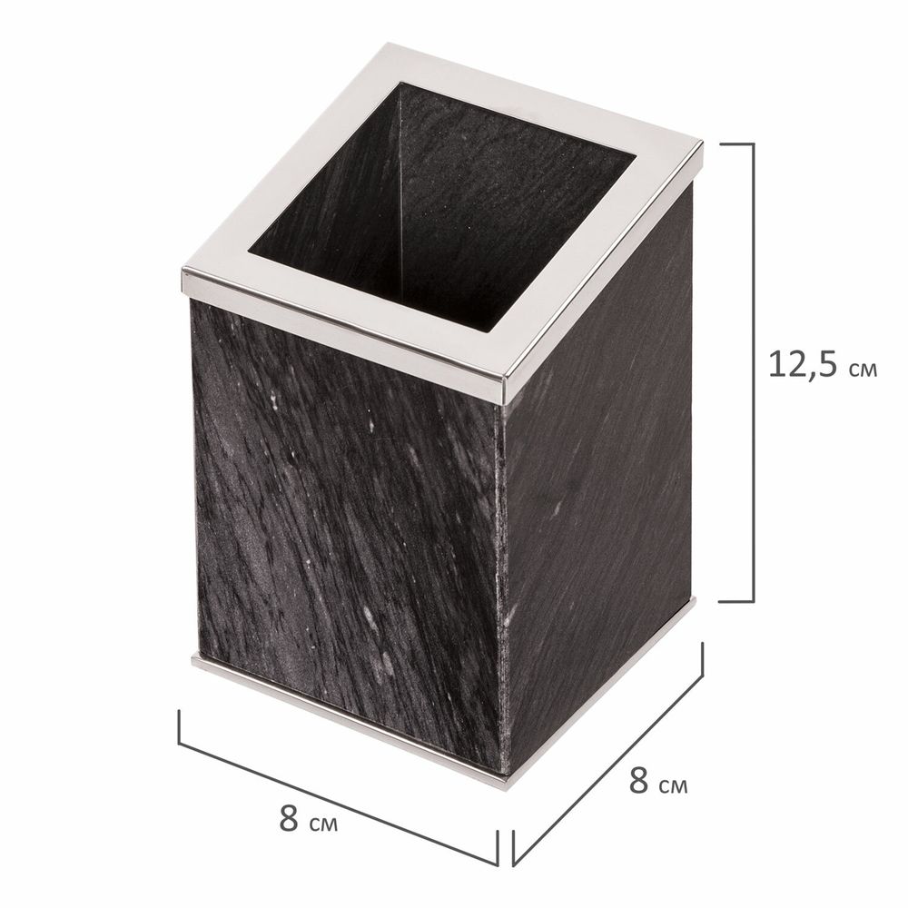 Набор настольный GALANT из мрамора, 8 предметов, черный мрамор/серебристые металлические детали