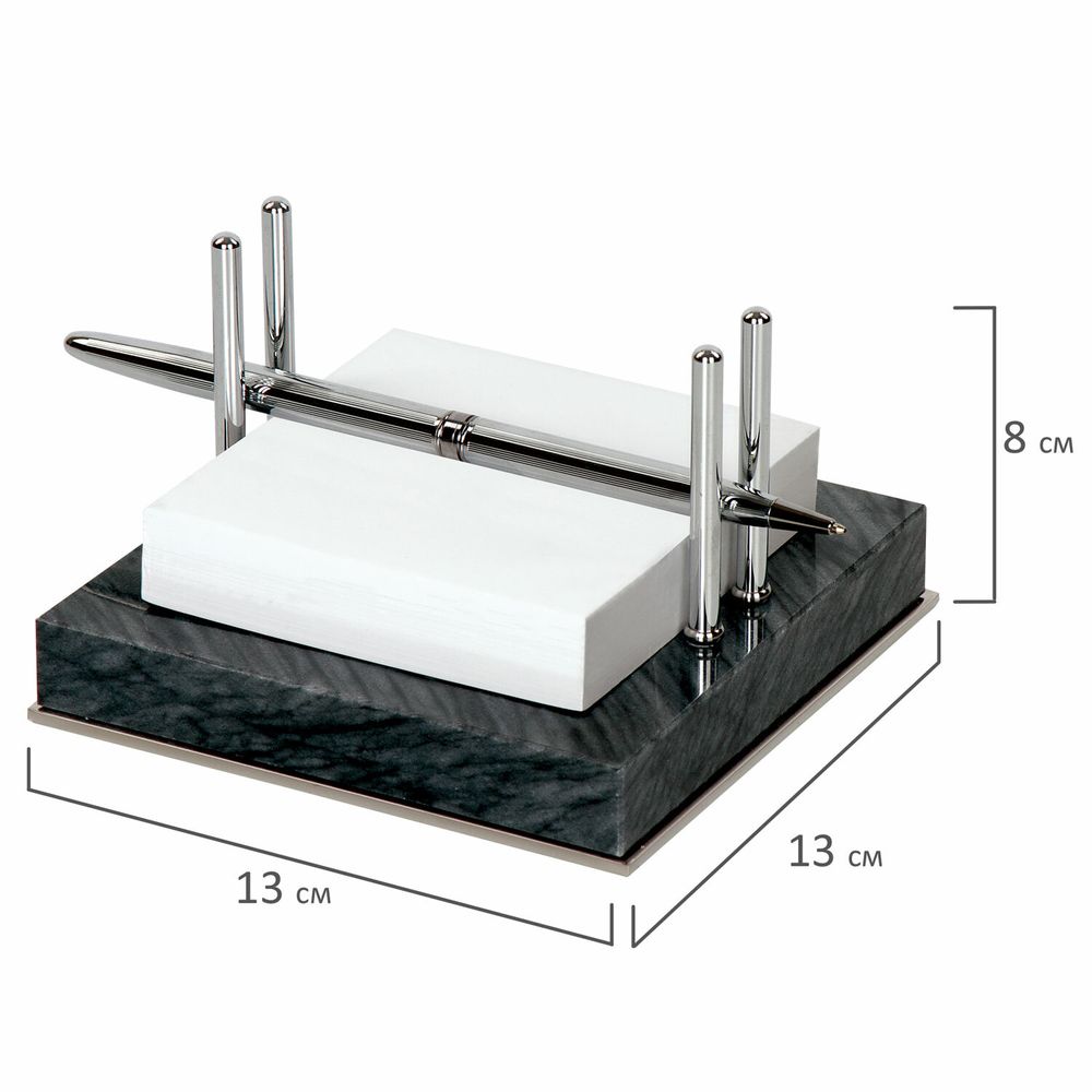 Набор настольный GALANT из мрамора, 8 предметов, черный мрамор/серебристые металлические детали
