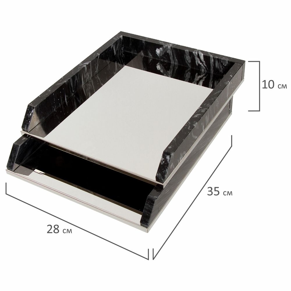 Набор настольный GALANT из мрамора, 8 предметов, черный мрамор/серебристые металлические детали