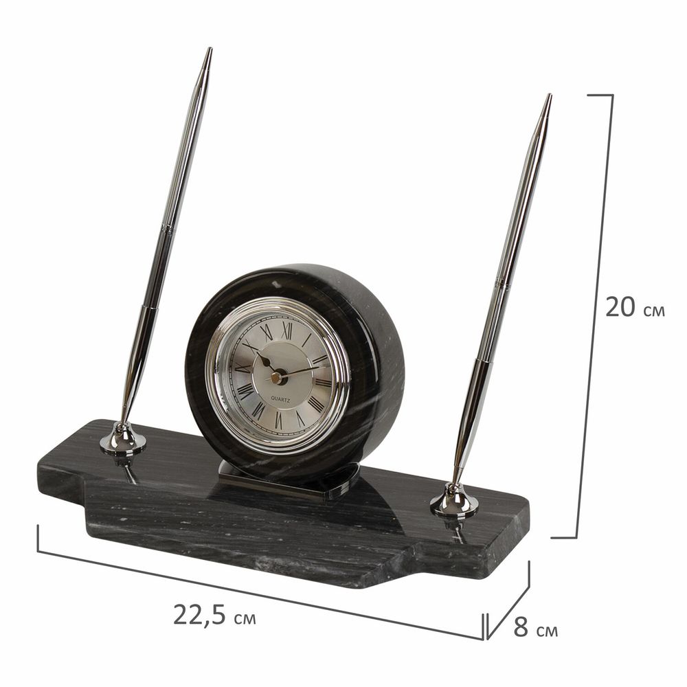 Набор настольный GALANT из мрамора, 8 предметов, черный мрамор/серебристые металлические детали