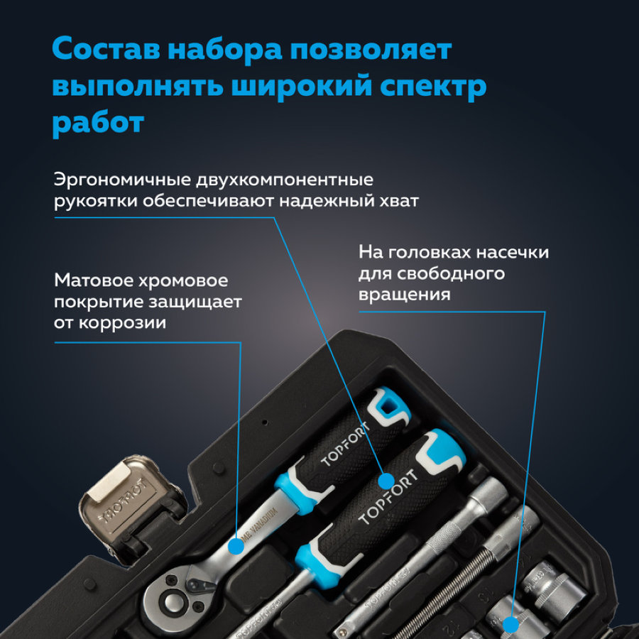Набор инструмента автомобильный TOPFORT 46 предметов 