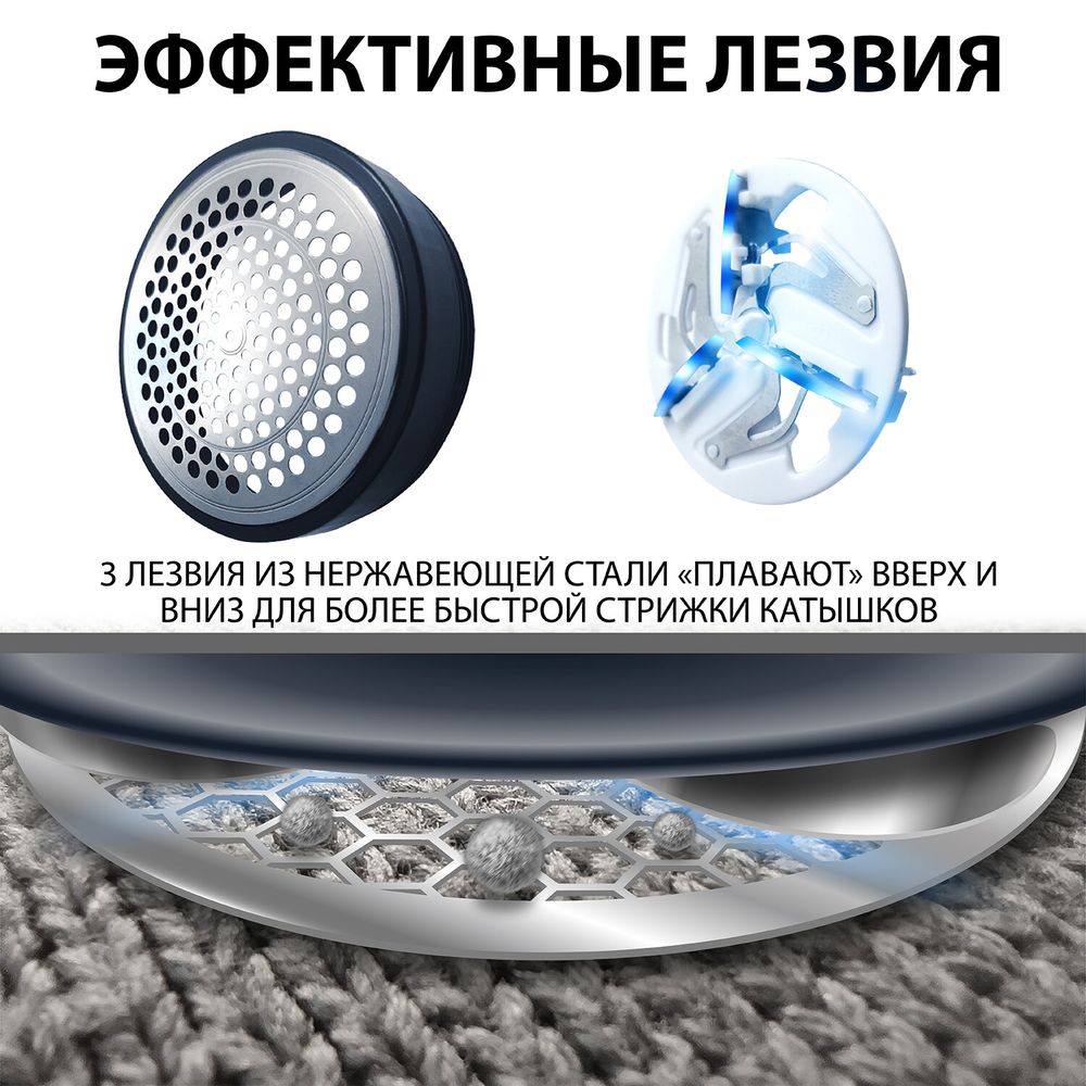 Машинка для удаления катышков с аккумулятором с широкой рабочей поверхностью SONNEN FS-9989