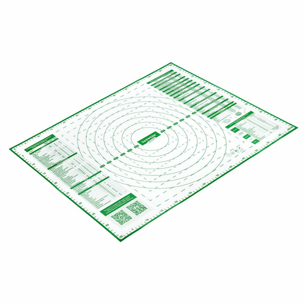 Коврик силиконовый для раскатки/запекания 46х66 см, зеленый, ПОДАРОК пластиковый нож, DASWERK