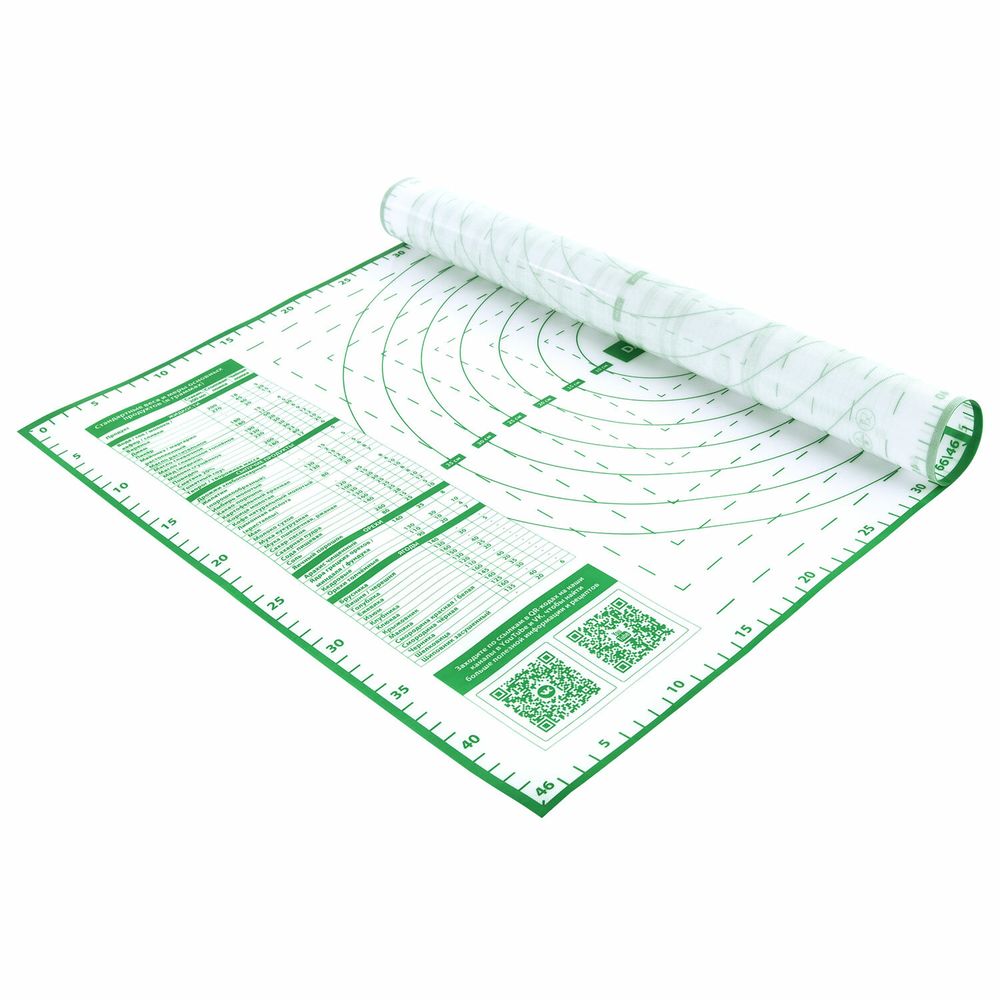 Коврик силиконовый для раскатки/запекания 46х66 см, зеленый, ПОДАРОК пластиковый нож, DASWERK