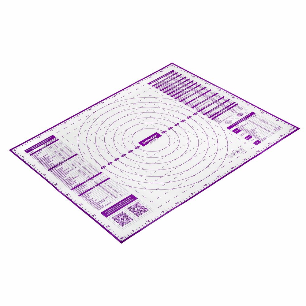Коврик силиконовый для раскатки/запекания 46х66 см, фиолетовый, ПОДАРОК пластиковый нож, DASWERK