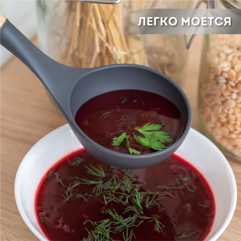 Набор силиконовых кухонных принадлежностей с деревянными ручками 12 в 1, серый, DASWERK