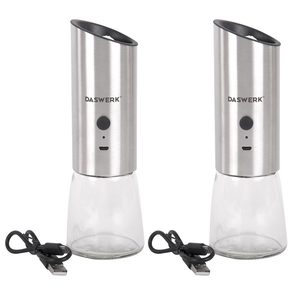 Набор гравитационных мельниц для соли и специй, электрические, 2 шт., USB, PM-8, DASWERK