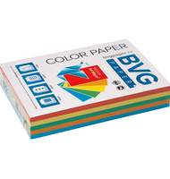 Бумага цветная BVG, А4, 80г, 500л/уп, радуга 5 цветов, медиум