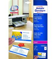 Заготовки Avery Zweckform для визиток L+CL, 85х54мм, повышенной белизны, сатин, 220г, 10шт/л, 10л/уп