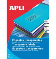 Этикетки всепогодные полиэстерные APLI, А4, прямоугольные, прозрачные, 210*297 мм, 20 шт.