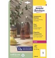 Этикетки Avery Zweckform CRYSTAL CLEAR L+CL, А4, 210х297, 1шт/л, 25л/уп, прозрачный 7784-25