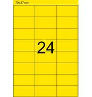 Этикетки APLI, А4, 70x37, 24шт/л, 20л, прямоугольные, желтые 01591
