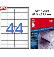 Этикетки  Apli, А4,  Прямоугольные  48,5 X  25,4Мм 44  Шт/Л. Неудаляемые Цвет: Белый 500  Л.