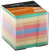 Бумага для записи 90*90мм 900л цветная в прозрачном пластиковом боксе