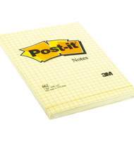 Блокнот клейкий в клетку Post-it, 102х152 мм, канареечный желтый, 100 л