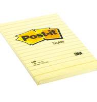 Блокнот клейкий в линейку Post-it, 102х152 мм, канареечный желтый, 100 л