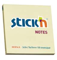 Бумага для записей с клеевым краем STICK`N HOPAX, 76*76 мм, желтый, 100 л