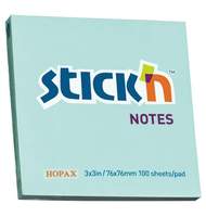 Бумага для заметок с клеевым краем STICK'N HOPAX, 76*76 мм, голубой, 100 л