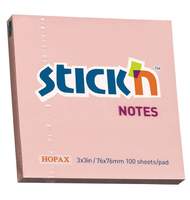 Бумага для заметок с клеевым краем STICK'N HOPAX, 76*76 мм, розовый, 100 л
