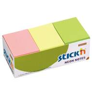 Блок бумаги с клеевым краем для заметок STICK`N HOPAX, 38*51 мм, 12 блоков по 100 л, 3 неоновых цвета