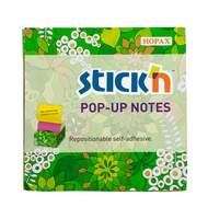 Бумага для заметок с клеевым краем STICK'N HOPAX POP-UP, 76*76 мм, желт/розов в диспенсере Цветы, 200 л