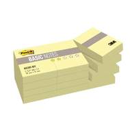 Набор клейких блокнотов 3M BASIC 653R-BY, 38х51мм, 12 блоков по 100л, канареечный желтый