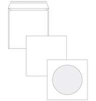 Конверт бумажный для CD-дисков, 125*125 мм, с окном диаметр-100 мм, 80 г/м2, 25 штук