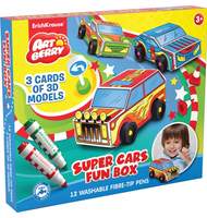 Набор для творчества EK Super Cars Fun box Artberry,  12 фломастеров + 3 машинки