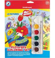 Набор для раскрашивания EK Artberry/Flower coloring set (краски акварель 6цв + 2контурных шаблона)